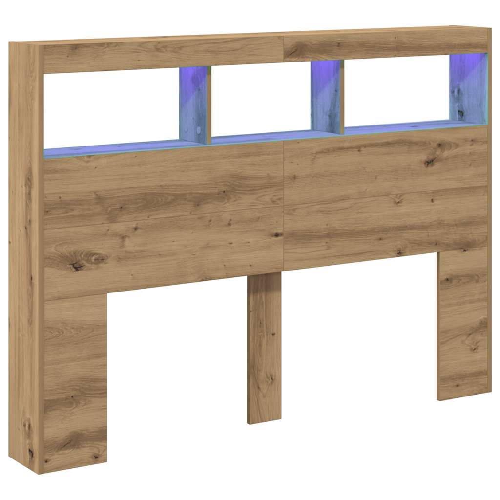 LED Headboard Cabinet, Artisan Oak, 140x17x102 cm
