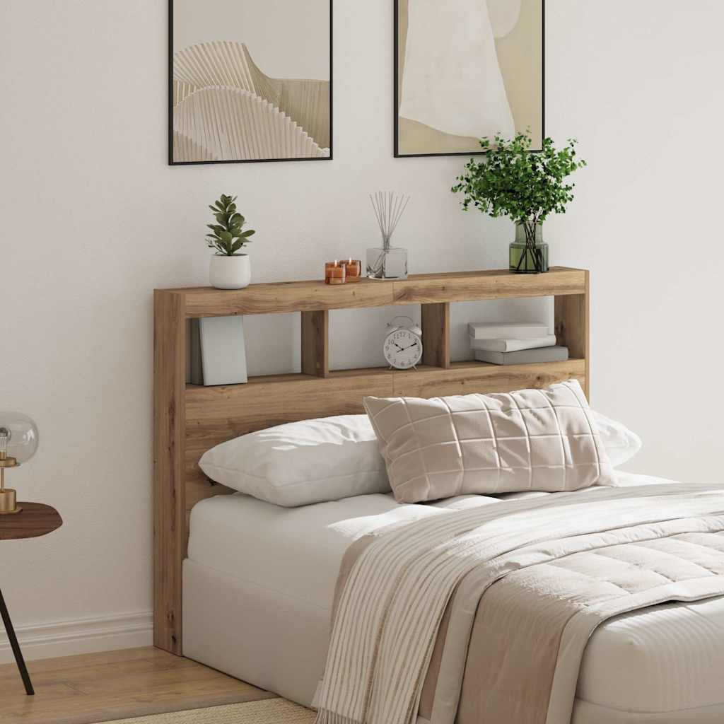 LED Headboard Cabinet, Artisan Oak, 140x17x102 cm