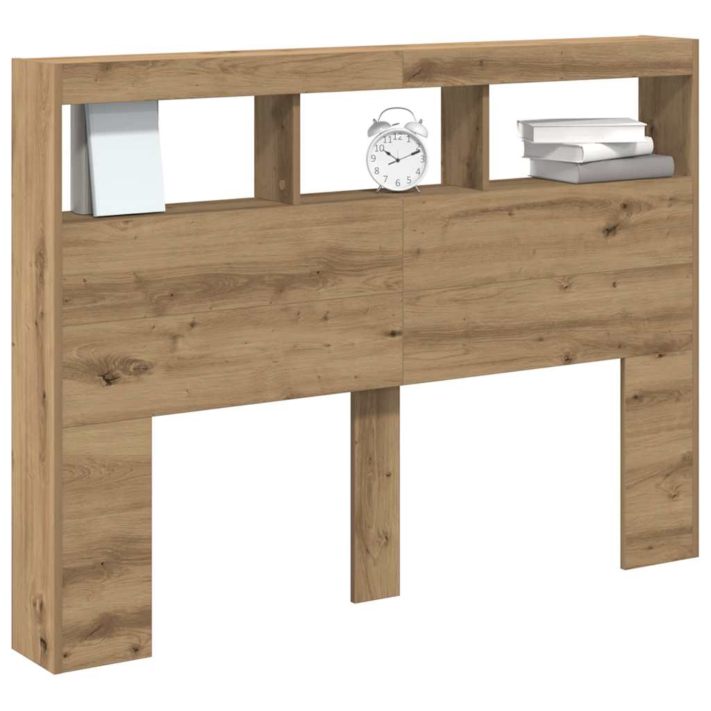 LED Headboard Cabinet, Artisan Oak, 140x17x102 cm