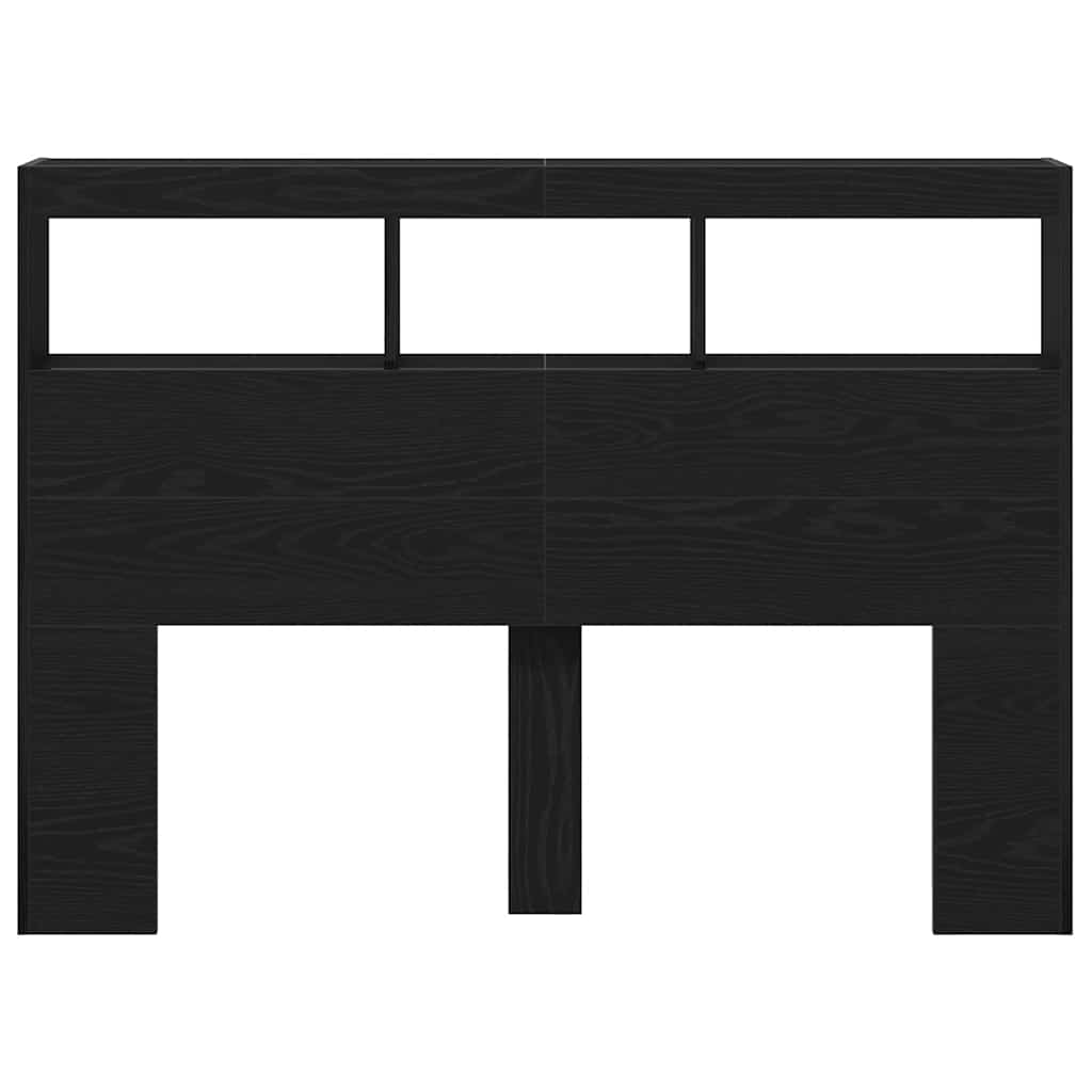 Black Oak LED Headboard Cabinet - 140x17x102 cm