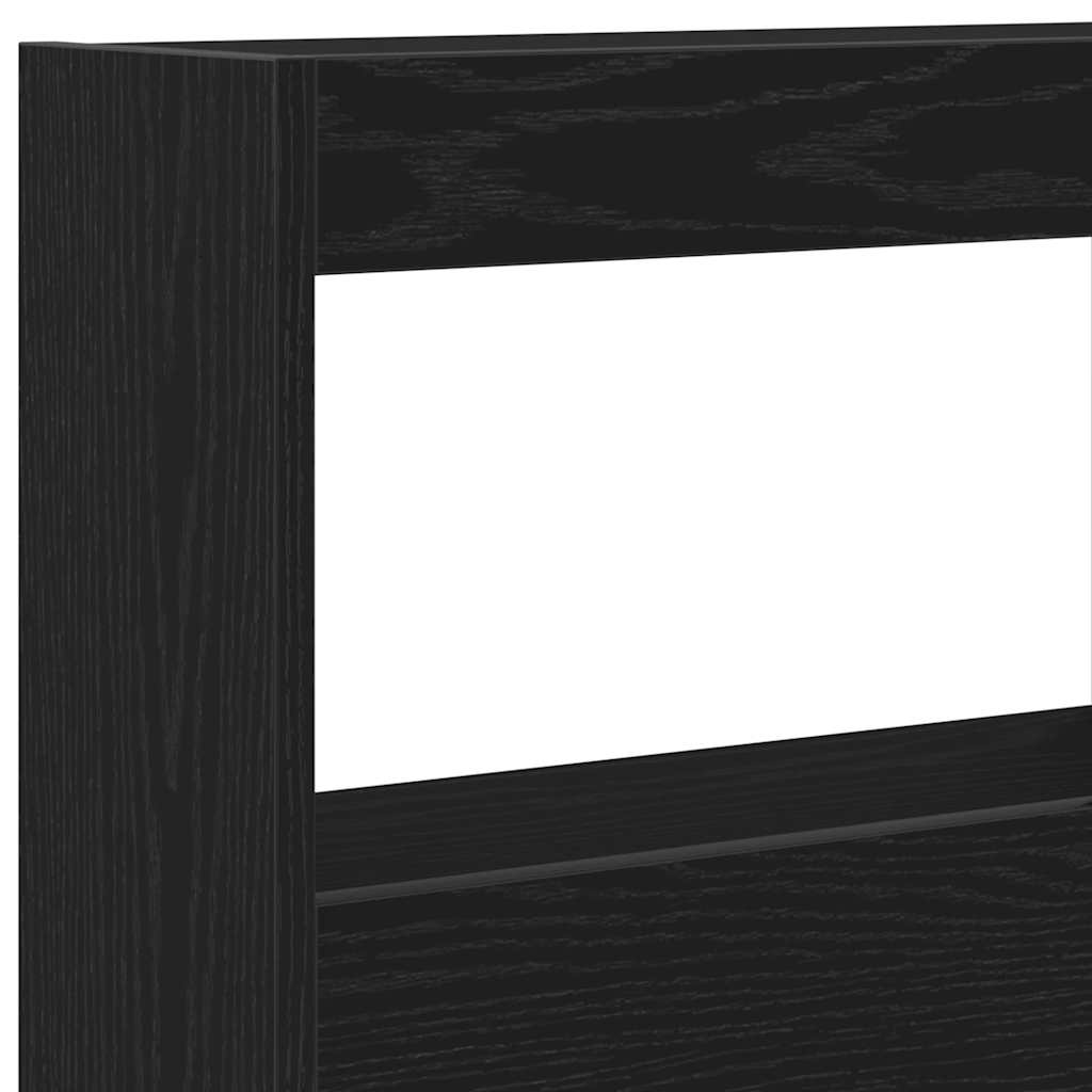 Black Oak LED Headboard Cabinet - 140x17x102 cm