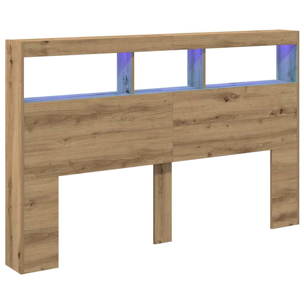 Artisan Oak LED Headboard Cabinet, 160x17x102 cm
