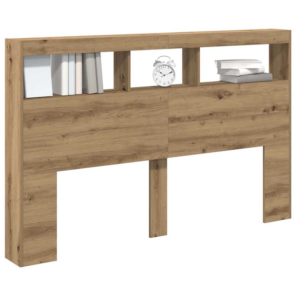 Artisan Oak LED Headboard Cabinet, 160x17x102 cm