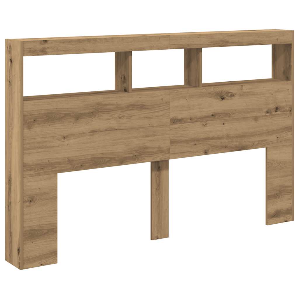 Artisan Oak LED Headboard Cabinet, 160x17x102 cm