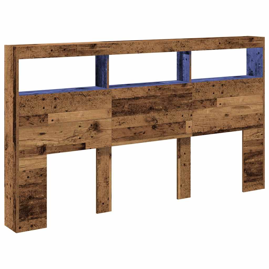 Rustic Oak LED Headboard Cabinet 180x17x102 cm - Stylish Storage