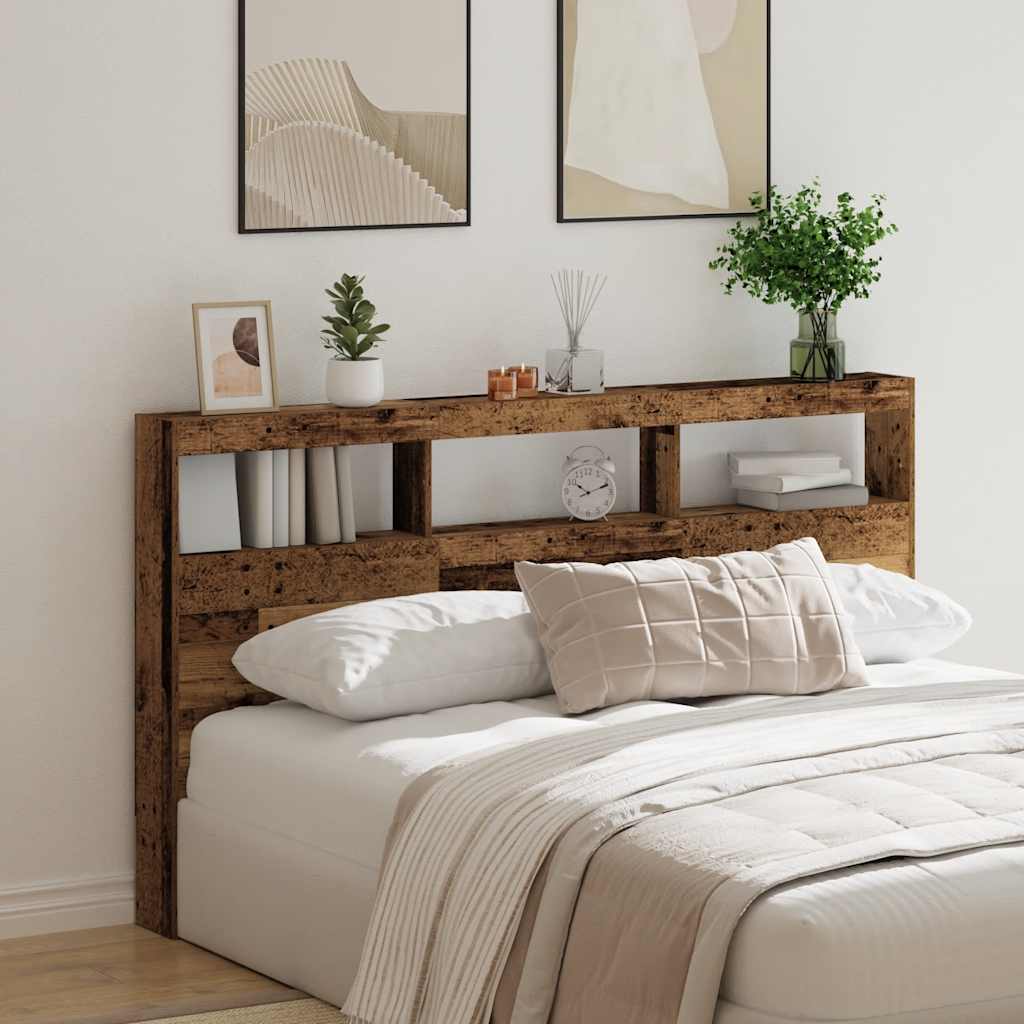 Rustic Oak LED Headboard Cabinet 180x17x102 cm - Stylish Storage
