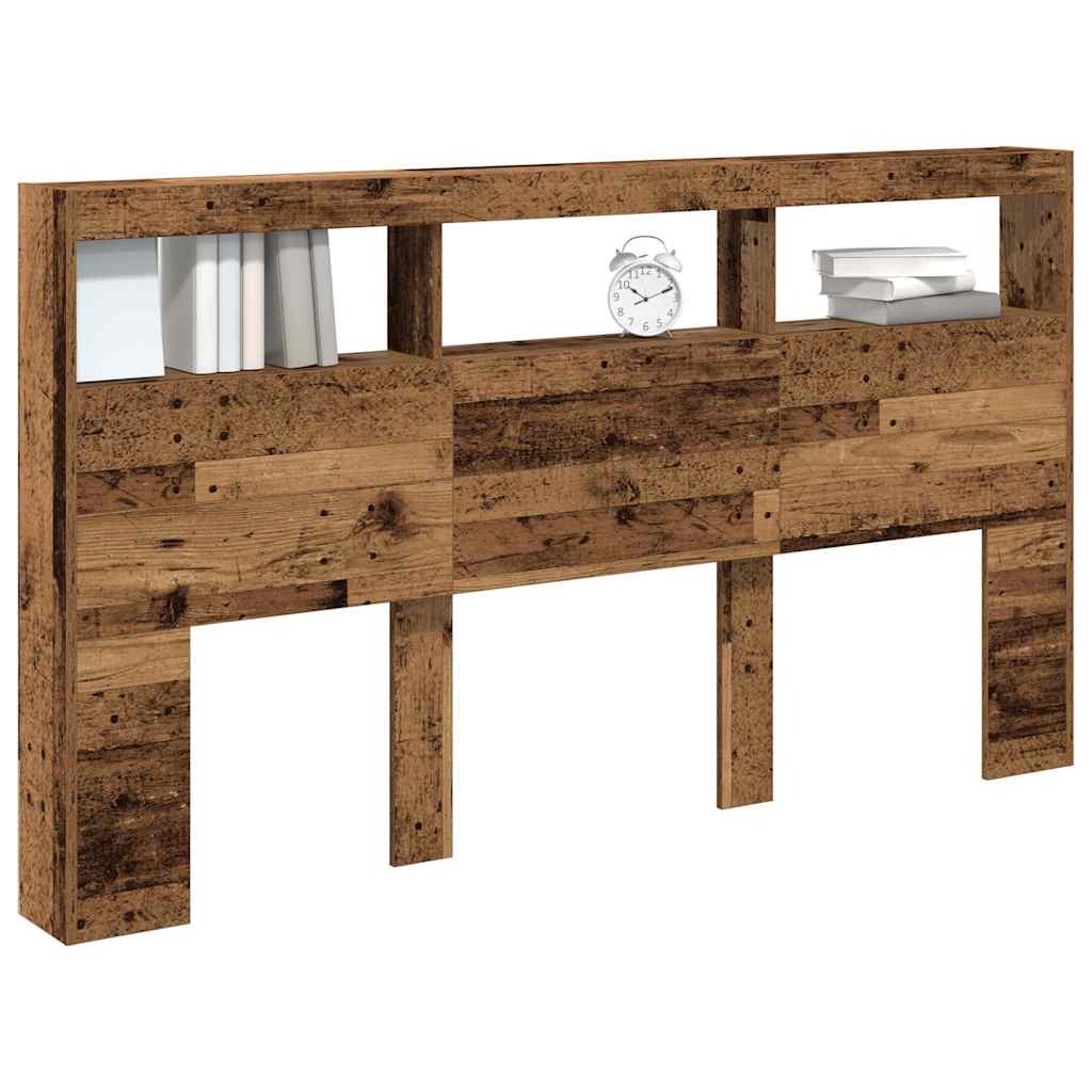 Rustic Oak LED Headboard Cabinet 180x17x102 cm - Stylish Storage