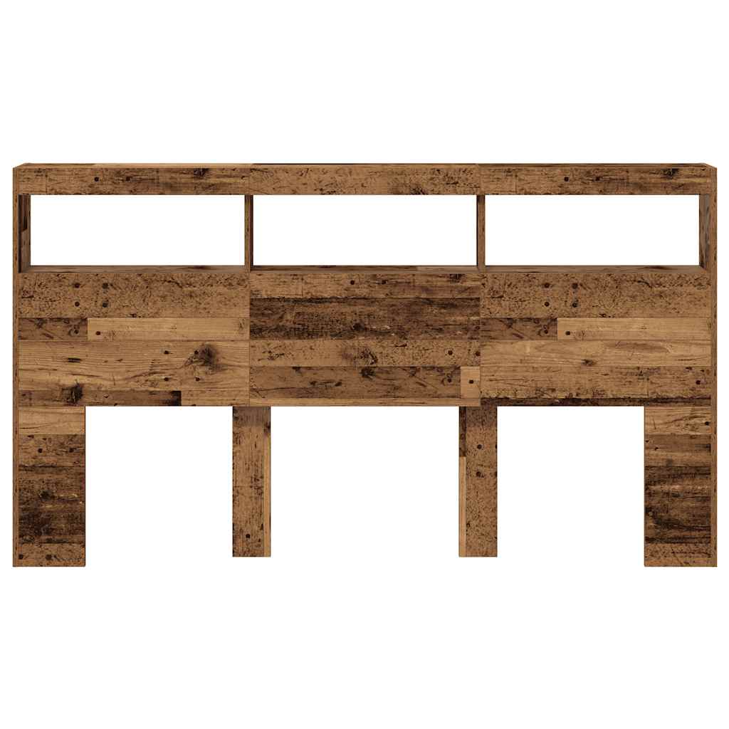 Rustic Oak LED Headboard Cabinet 180x17x102 cm - Stylish Storage