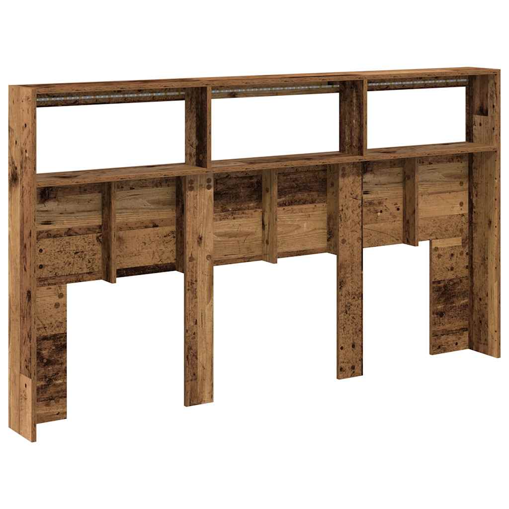 Rustic Oak LED Headboard Cabinet 180x17x102 cm - Stylish Storage