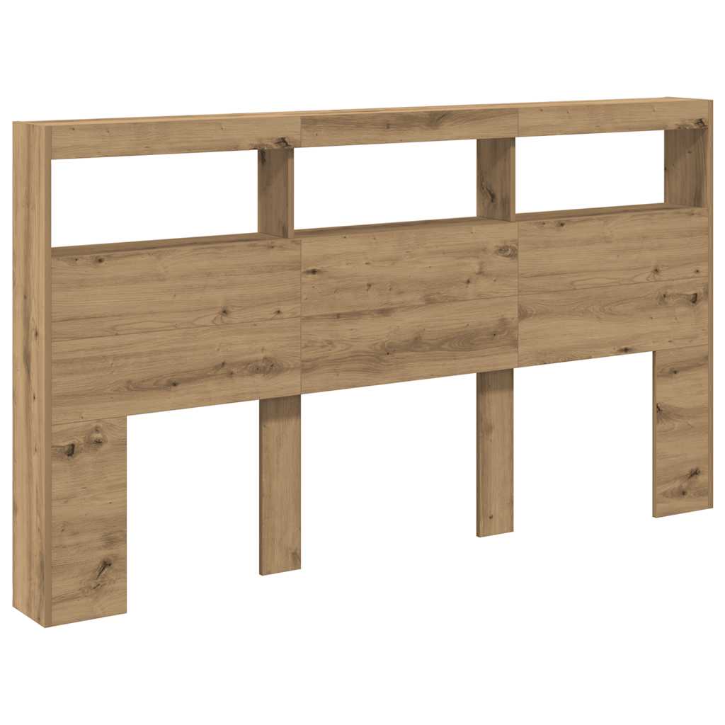 Artisan Oak LED Headboard Cabinet - 180x17x102 cm, Stylish Storage