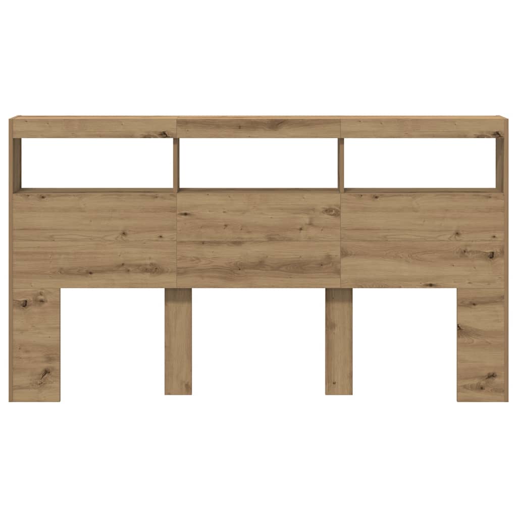 Artisan Oak LED Headboard Cabinet - 180x17x102 cm, Stylish Storage