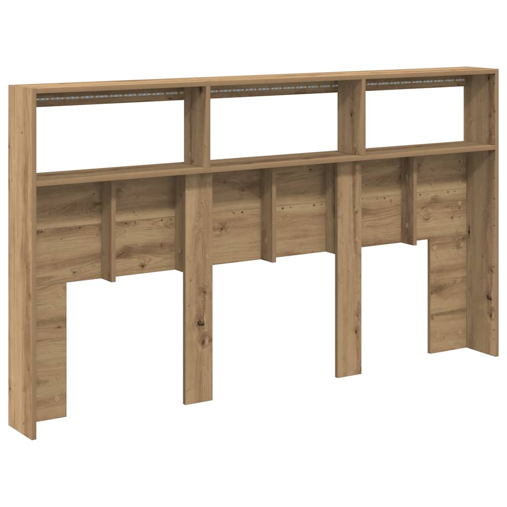 Artisan Oak LED Headboard Cabinet - 180x17x102 cm, Stylish Storage
