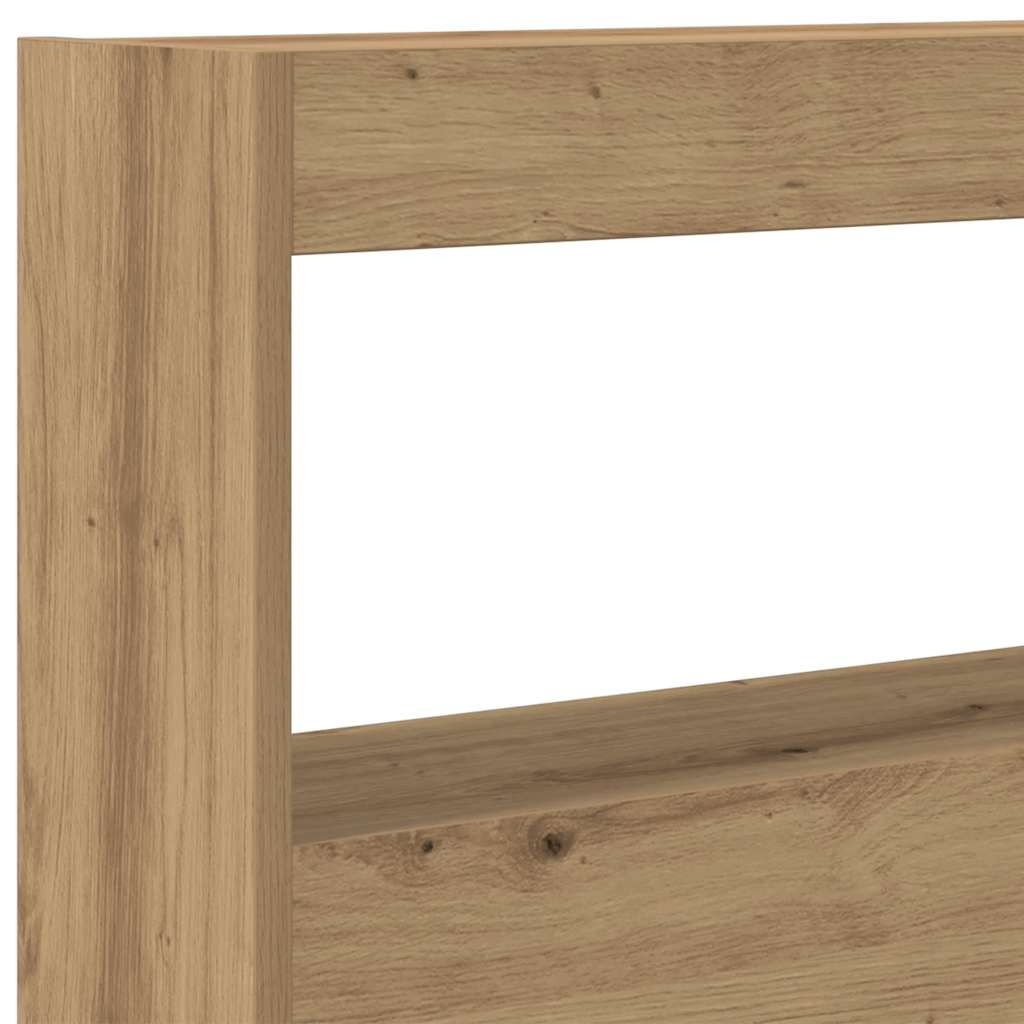 Artisan Oak LED Headboard Cabinet - 180x17x102 cm, Stylish Storage