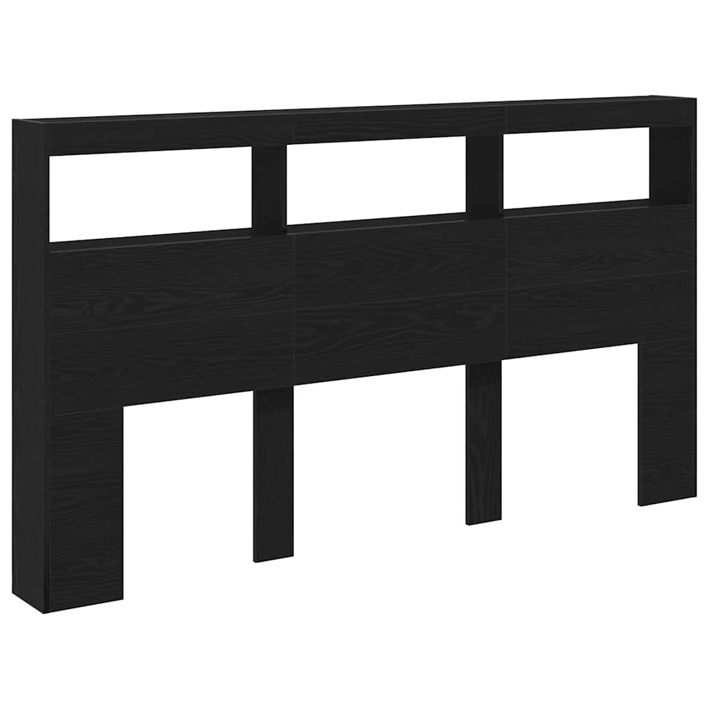 LED Black Oak Headboard Cabinet 180x17x102 cm - Modern Design