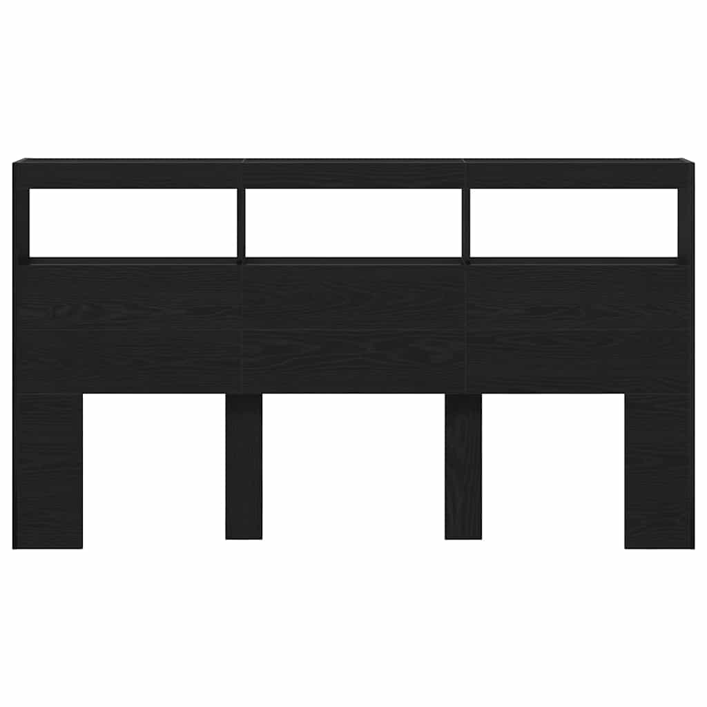 LED Black Oak Headboard Cabinet 180x17x102 cm - Modern Design