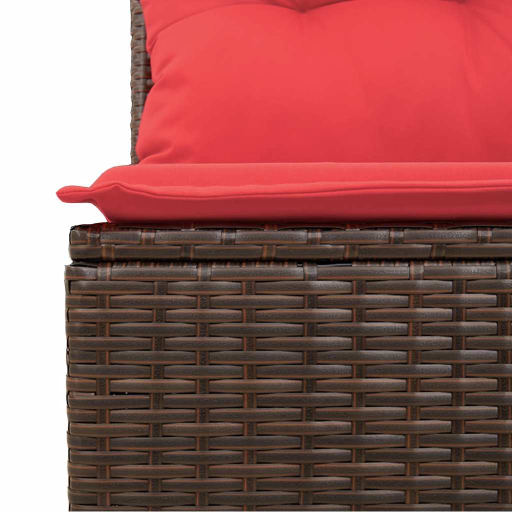 9 Piece Garden Sofa Set with Cushions Brown Poly Rattan Acacia