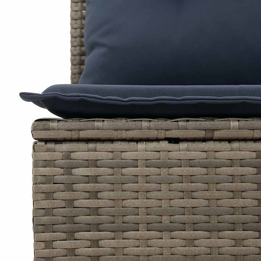9 Piece Garden Sofa Set with Cushions Grey Poly Rattan Acacia