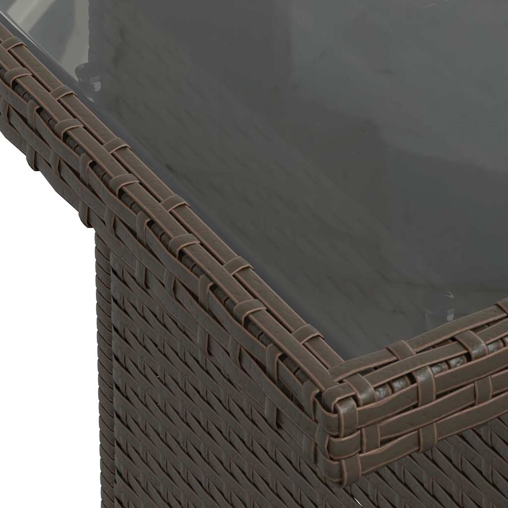 5 Piece Garden Sofa Set with Cushions Brown Poly Rattan Acacia