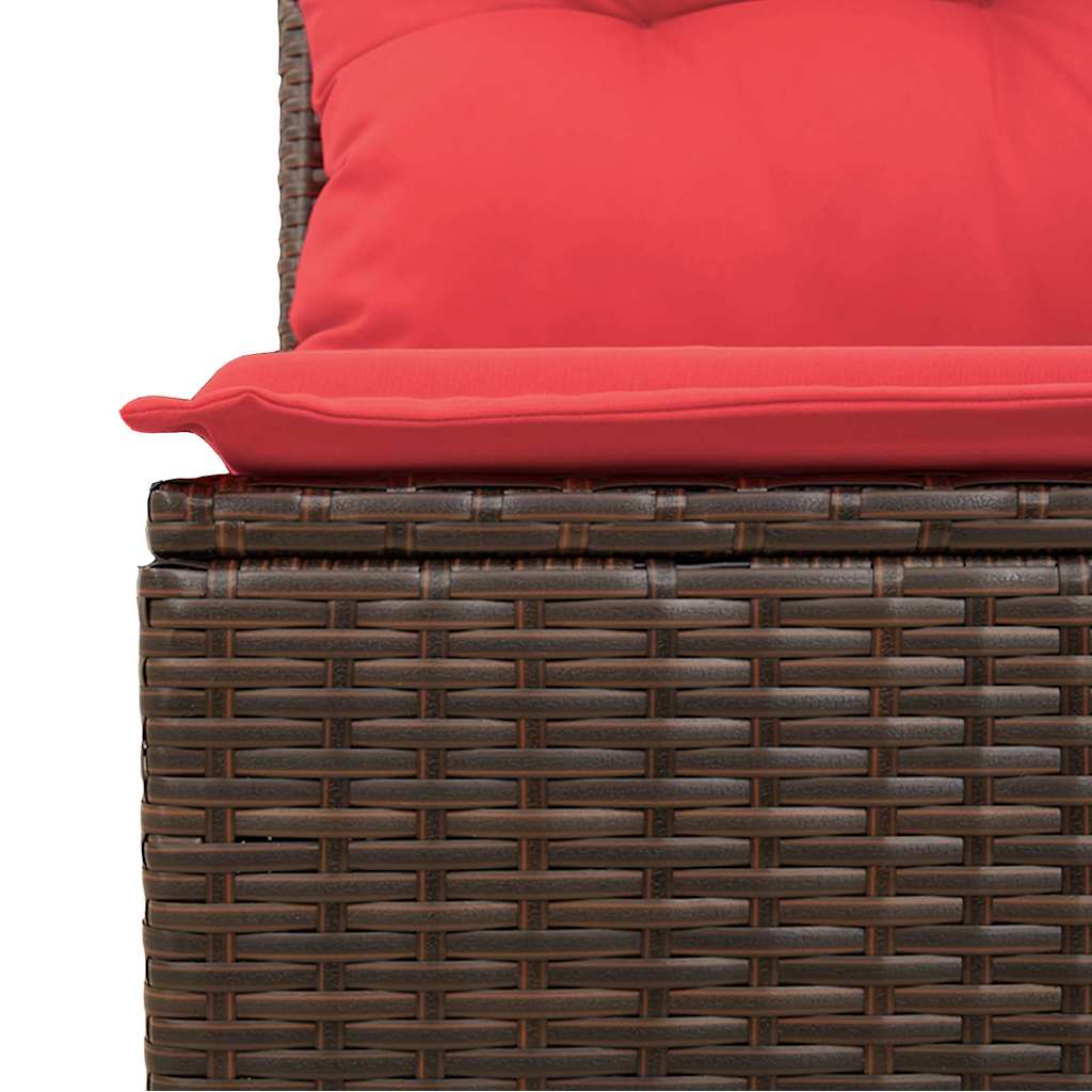 7 Piece Garden Sofa Set with Cushions Brown Poly Rattan Acacia