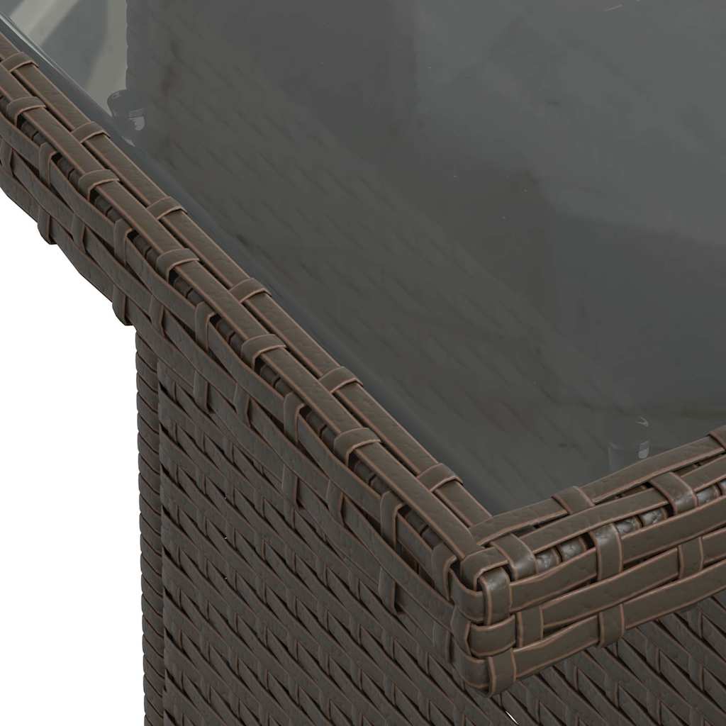 6 Piece Garden Sofa Set with Cushions Brown Poly Rattan Acacia