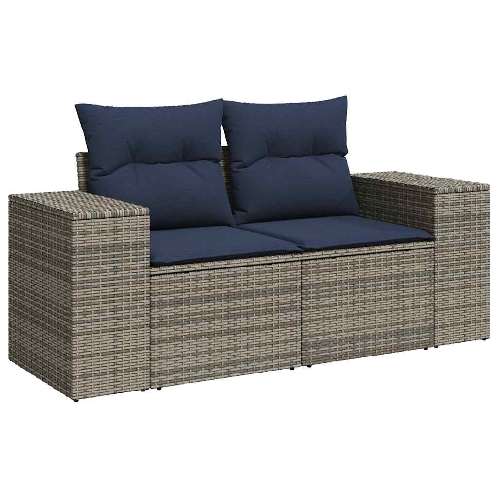 6 Piece Garden Sofa Set with Cushions Black Poly Rattan Acacia