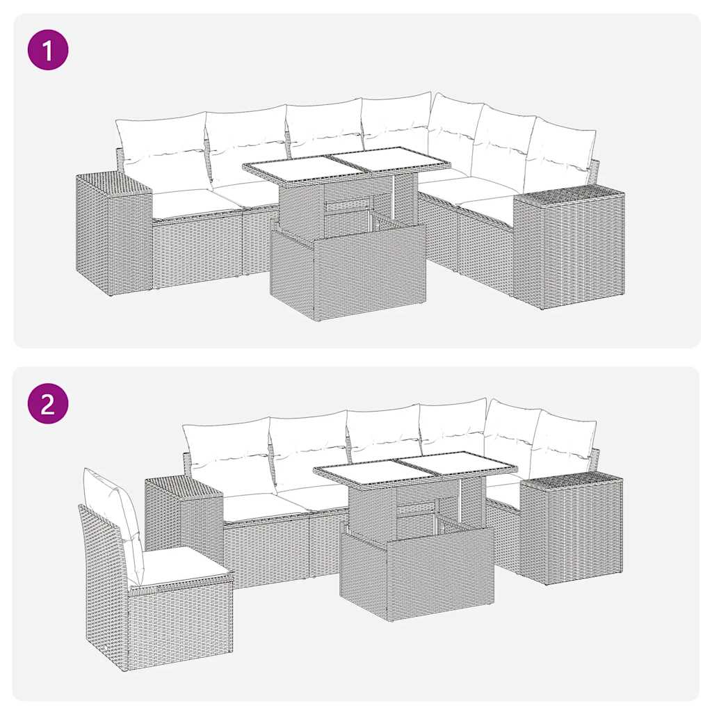 14 Piece Garden Sofa Set with Cushions Grey Poly Rattan Acacia