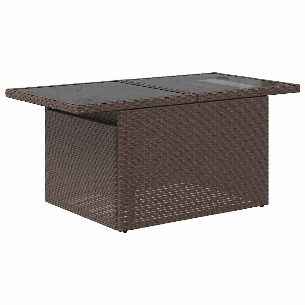 14 Piece Garden Sofa Set with Cushions Brown Poly Rattan Acacia