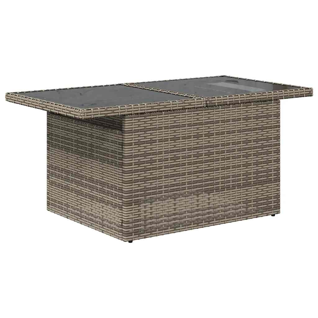 7 Piece Garden Sofa Set with Cushions Brown Poly Rattan Acacia