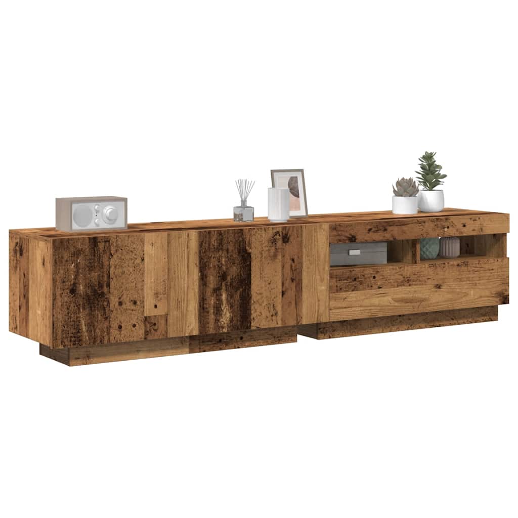 TV Cabinet with LED Lights Artisan Oak 180x35x40 cm Engineered Wood