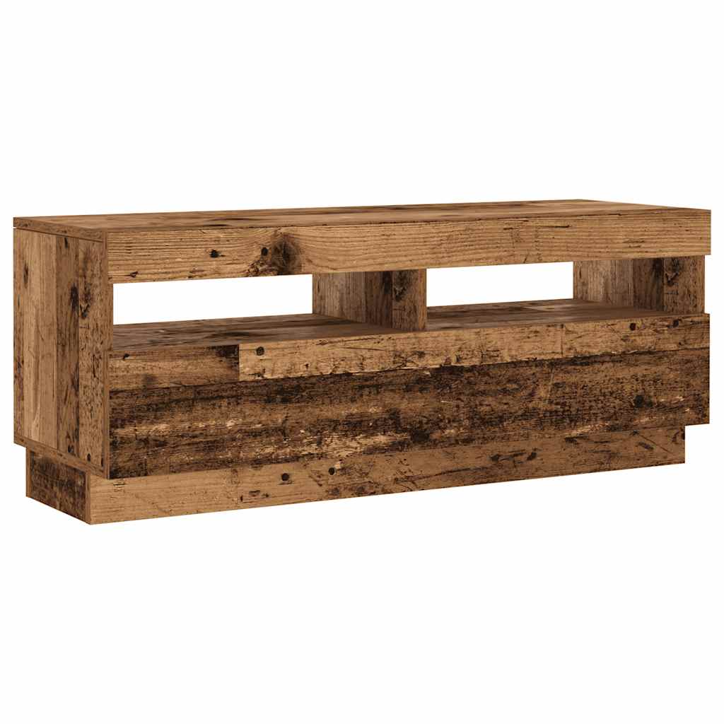 TV Cabinet with LED Lights Old Wood 200x35x40 cm Engineered Wood