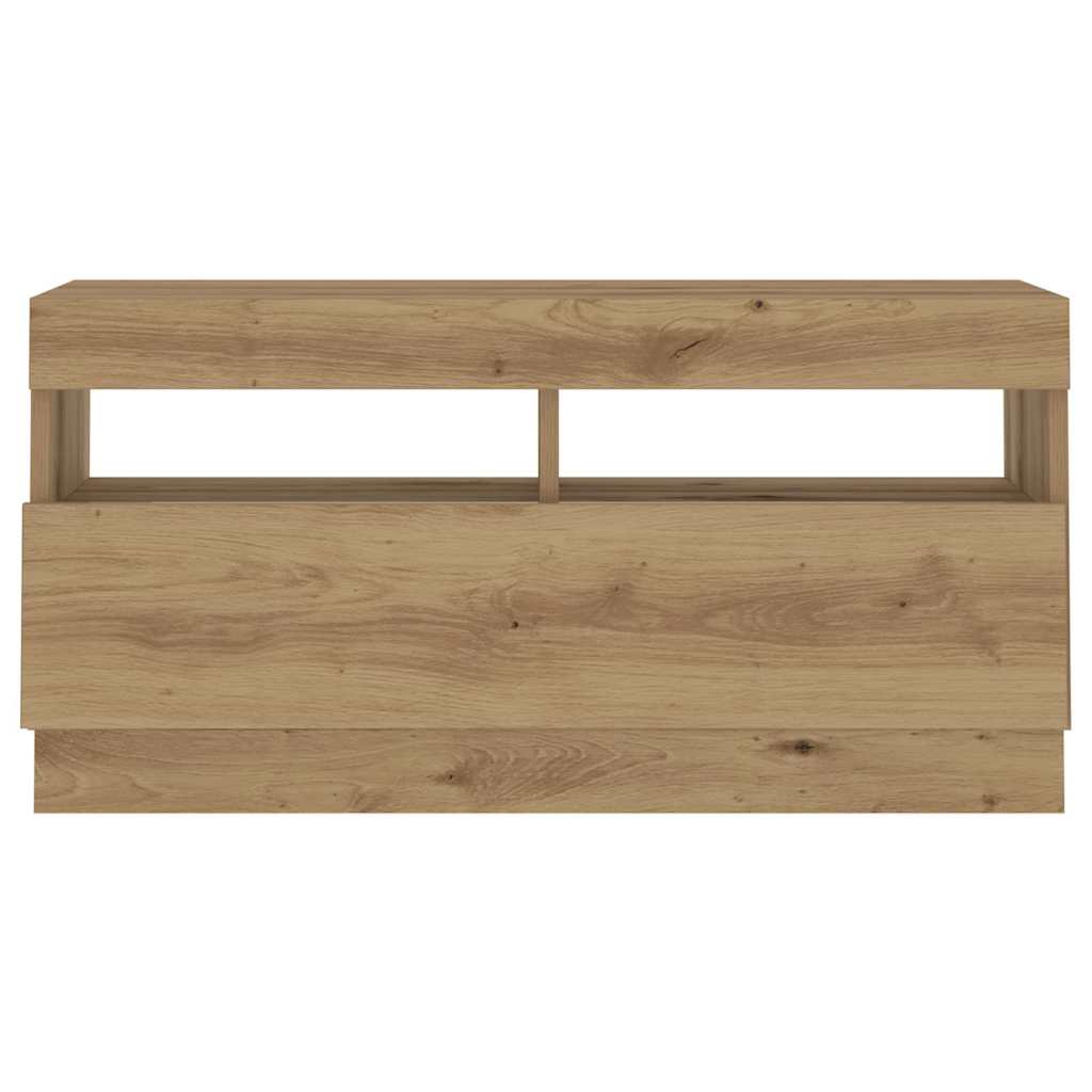 TV Cabinet with LED Lights Artisan Oak 260x35x40 cm Engineered Wood