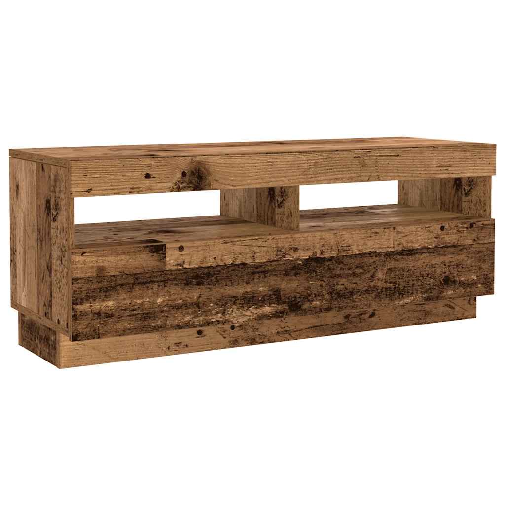 TV Cabinet with LED Lights Old Wood 300x35x40 cm Engineered Wood