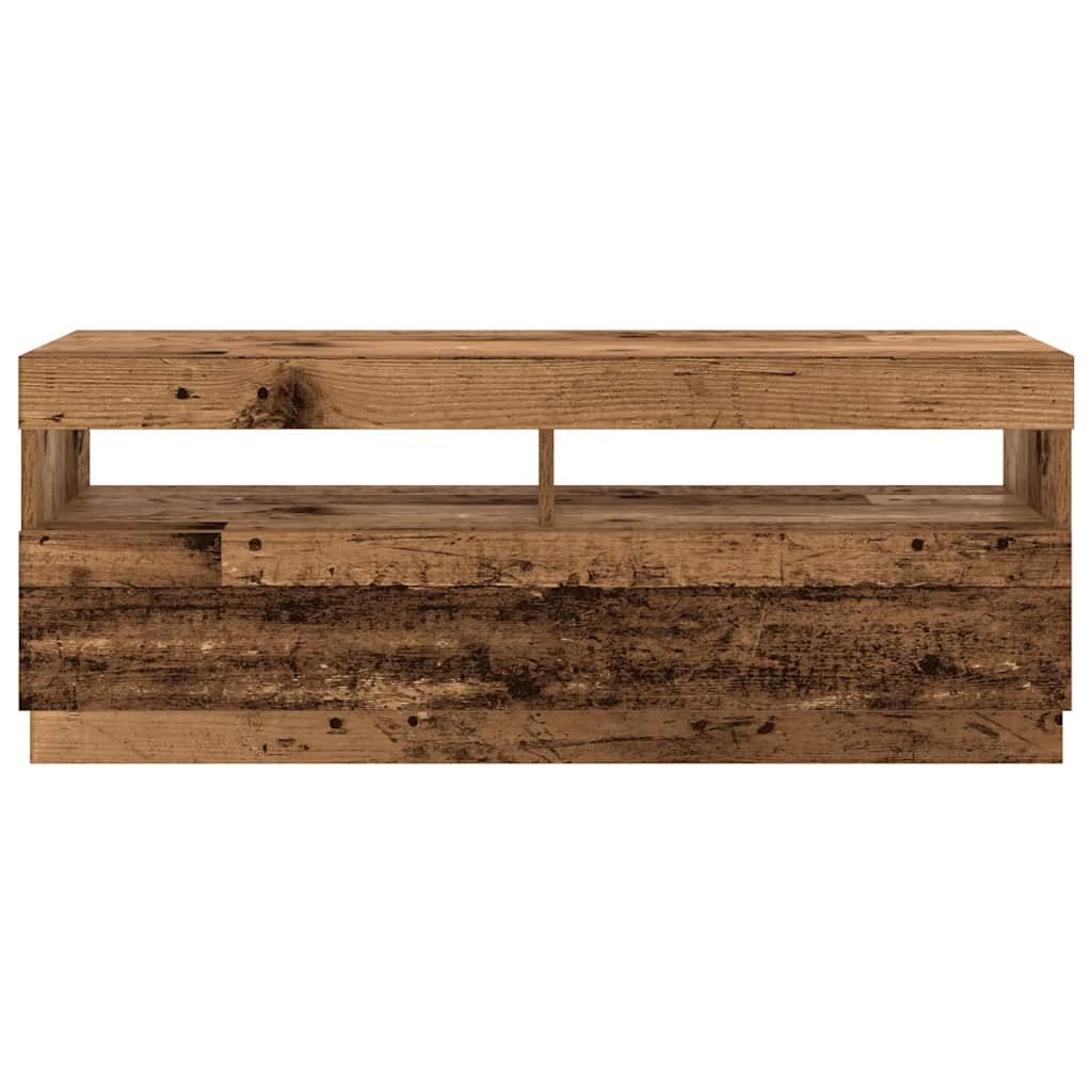 TV Cabinet with LED Lights Old Wood 300x35x40 cm Engineered Wood