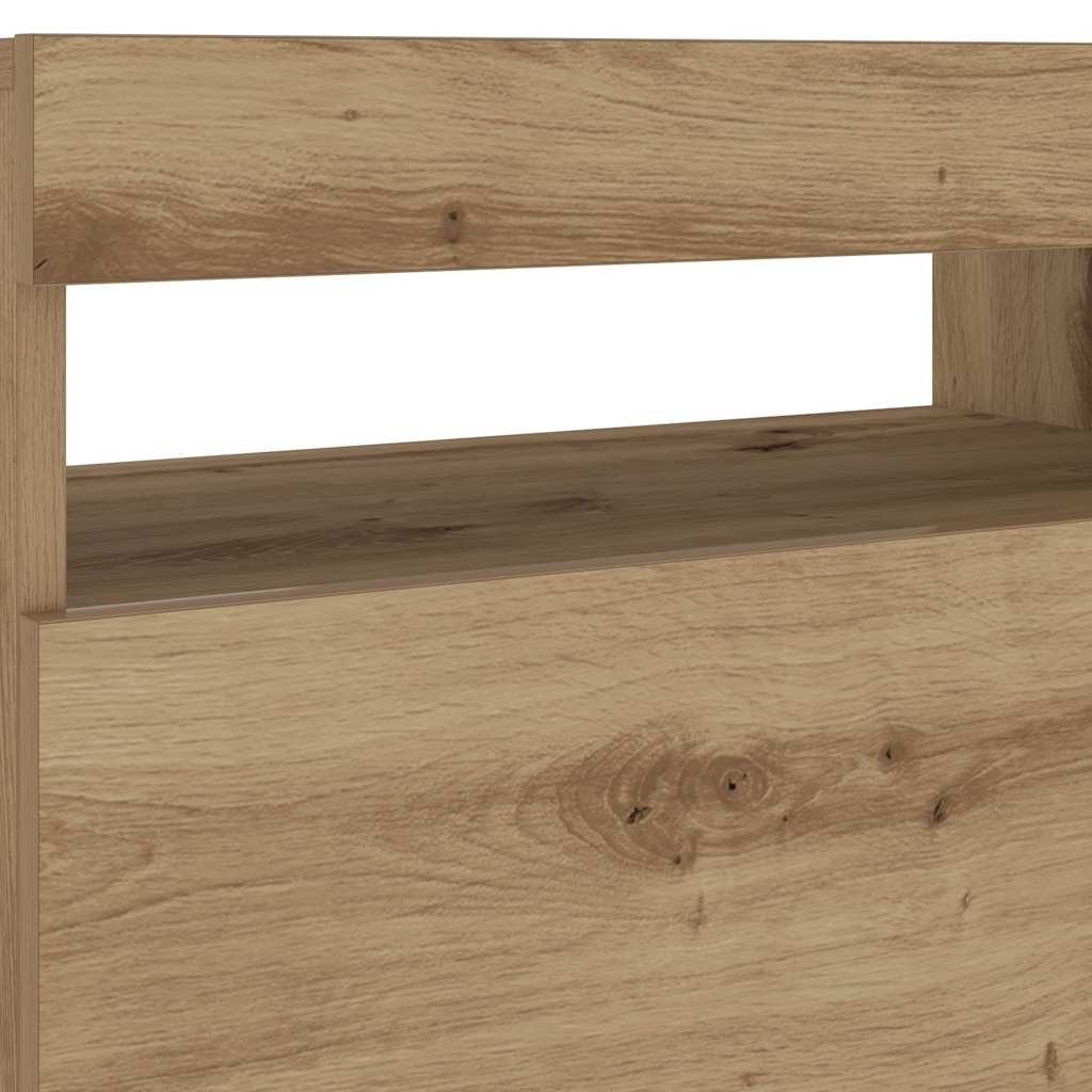 Artisan Oak LED Bedside Cabinet 60x35x40 cm - Engineered Wood