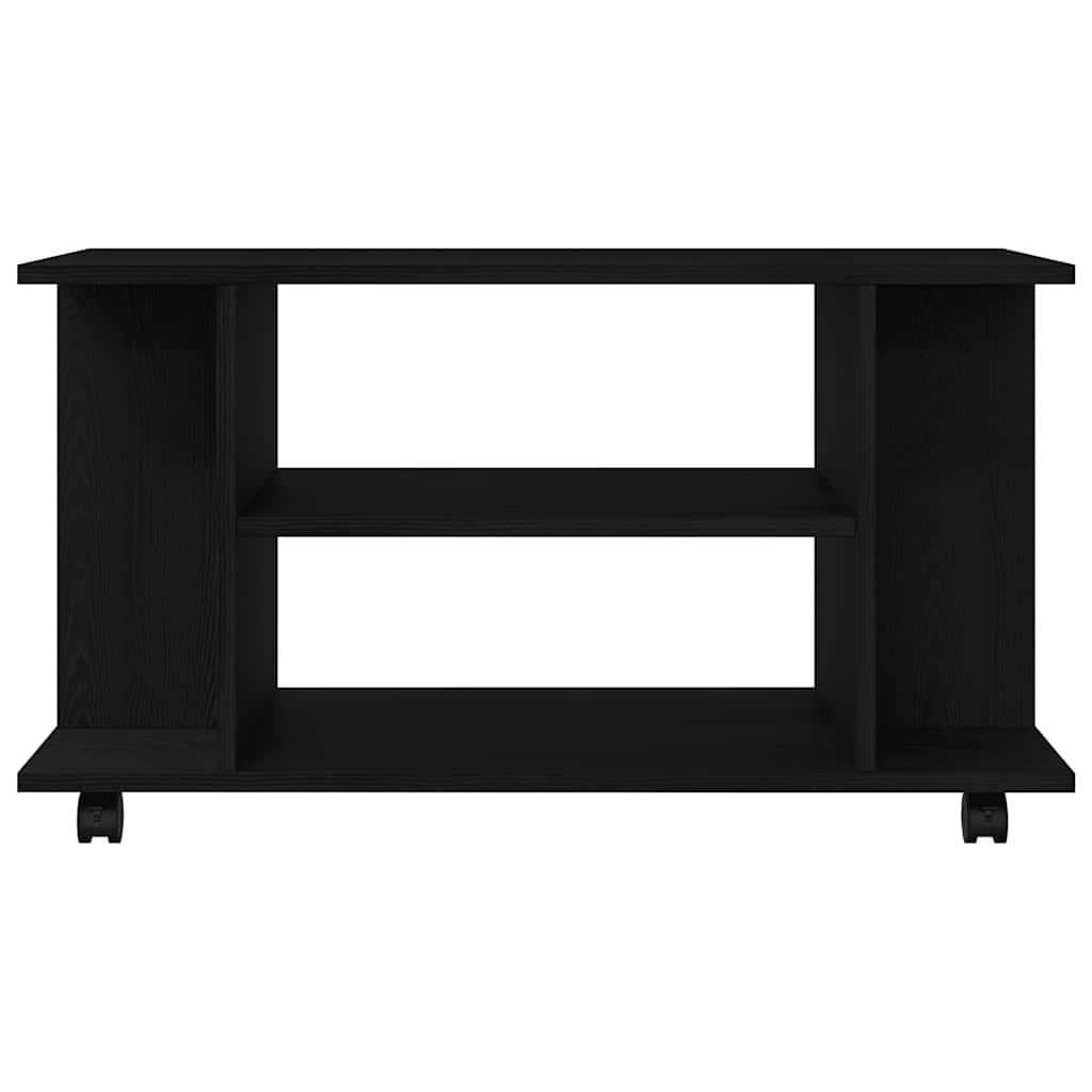 TV Cabinet with Castors Black Oak 80x40x45 cm Engineered Wood