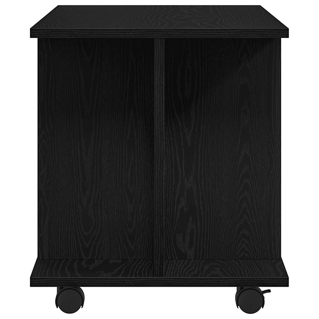 TV Cabinet with Castors Black Oak 80x40x45 cm Engineered Wood