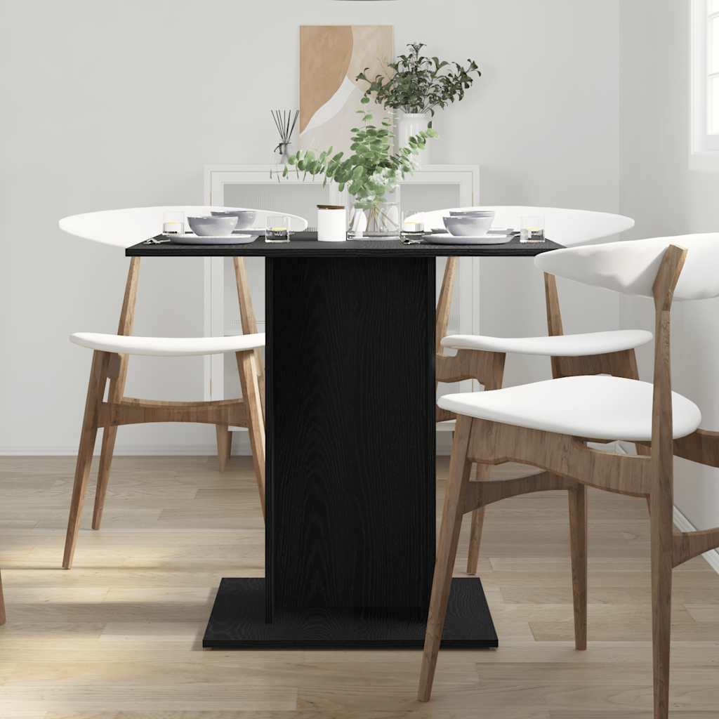 Black Oak Dining Table 80x80x75 cm - Engineered Wood