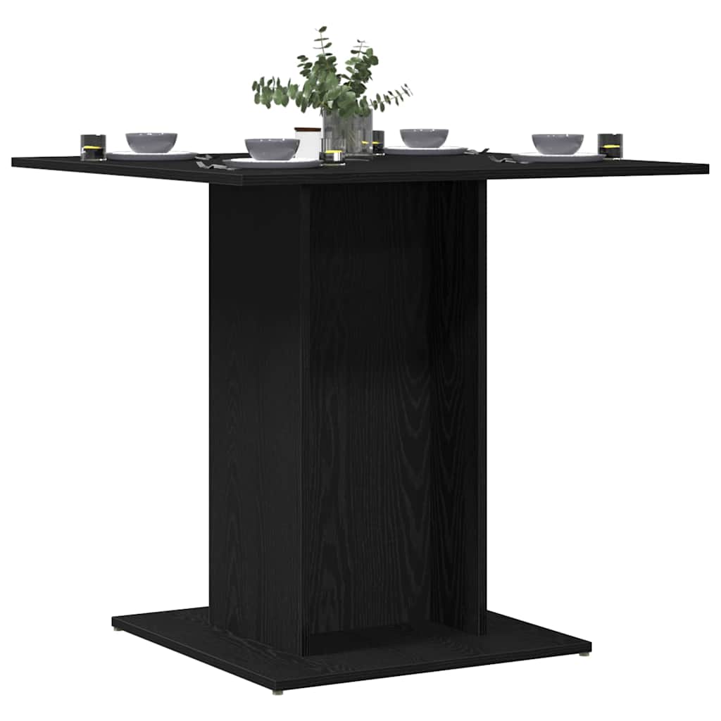 Black Oak Dining Table 80x80x75 cm - Engineered Wood