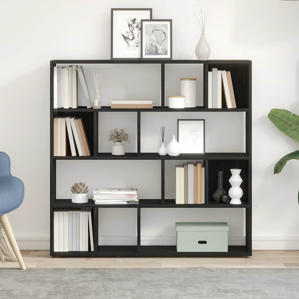 Black Oak Book Cabinet & Room Divider - 105x24x102 cm