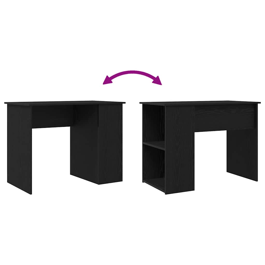 Sleek Black Oak Desk - 100x55x75 cm, Durable Engineered Wood