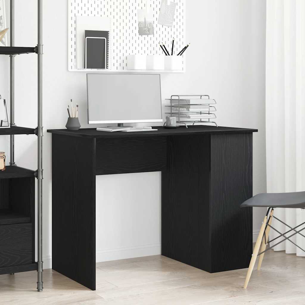 Sleek Black Oak Desk - 100x55x75 cm, Durable Engineered Wood
