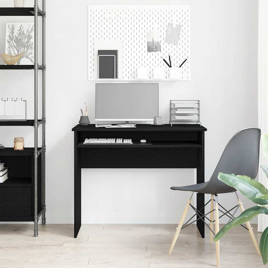 Sleek Black Oak Desk 90x50x74 cm - Durable Engineered Wood