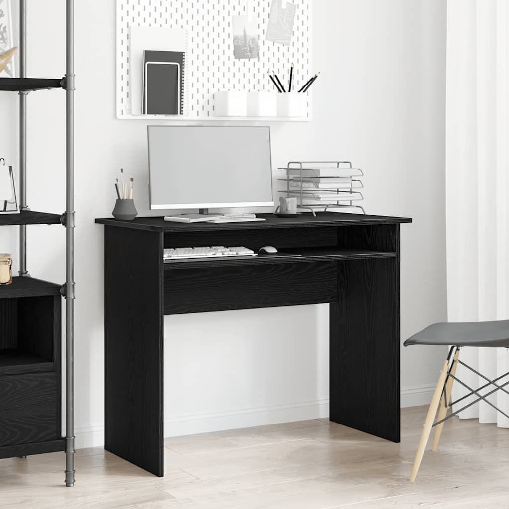Sleek Black Oak Desk 90x50x74 cm - Durable Engineered Wood