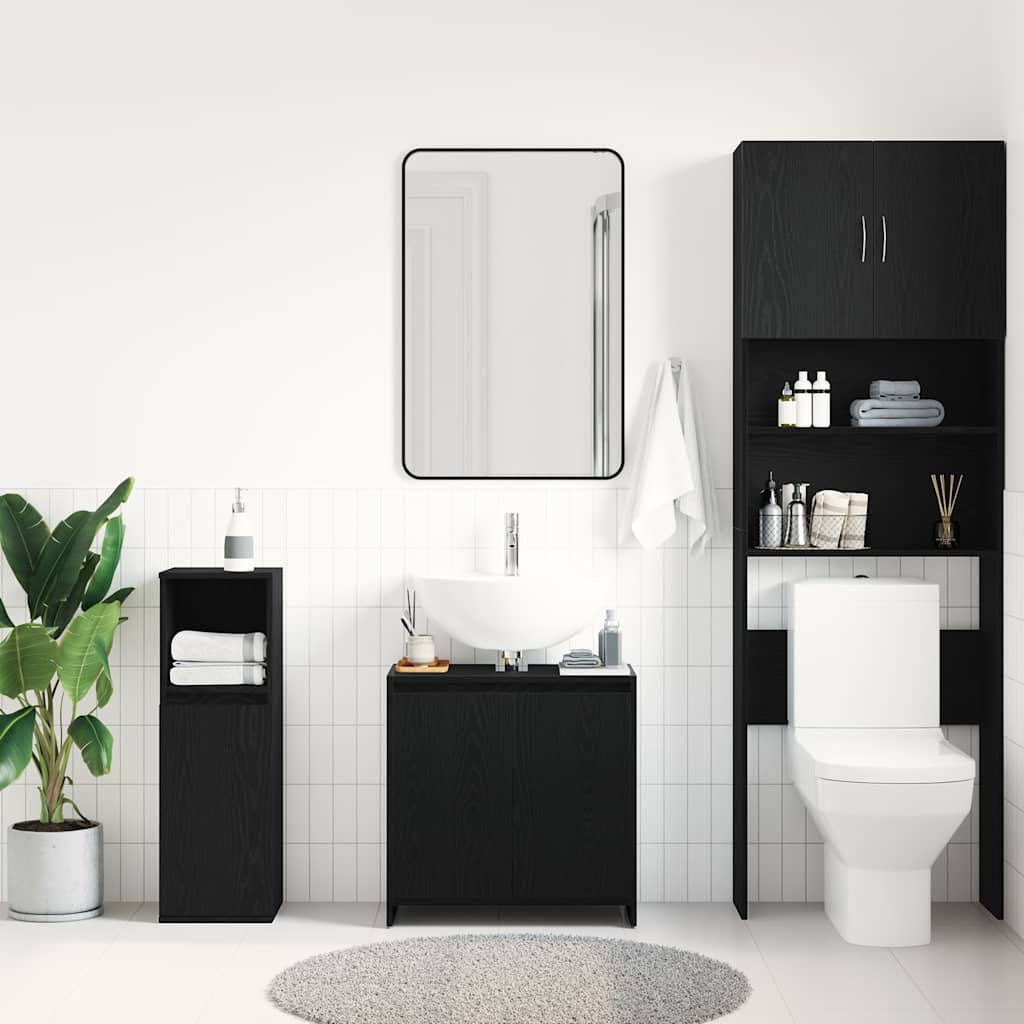 Black Oak Bathroom Cabinet 60x33x61 cm - Engineered Wood