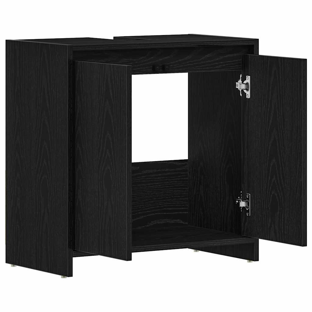 Black Oak Bathroom Cabinet 60x33x61 cm - Engineered Wood