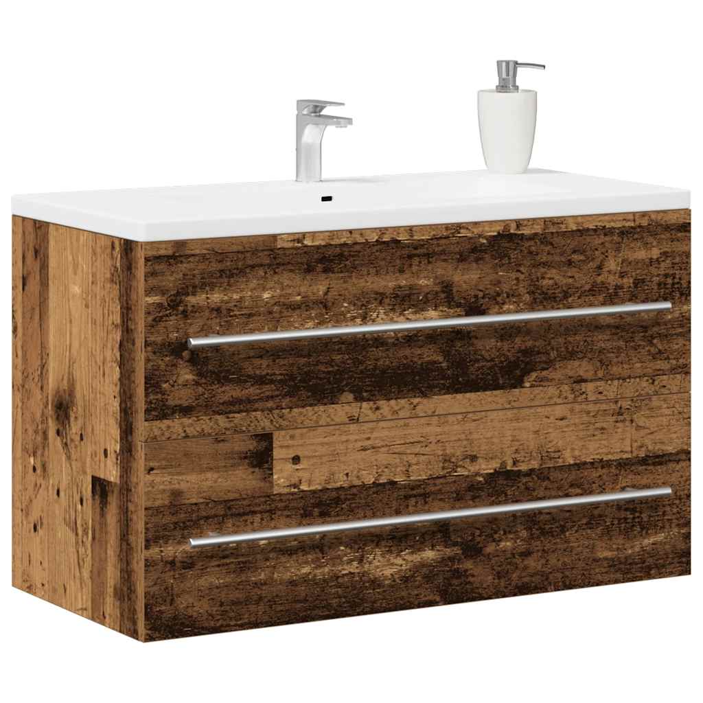 Rustic Engineered Wood Bathroom Sink Cabinet, 80x38.5x48 cm