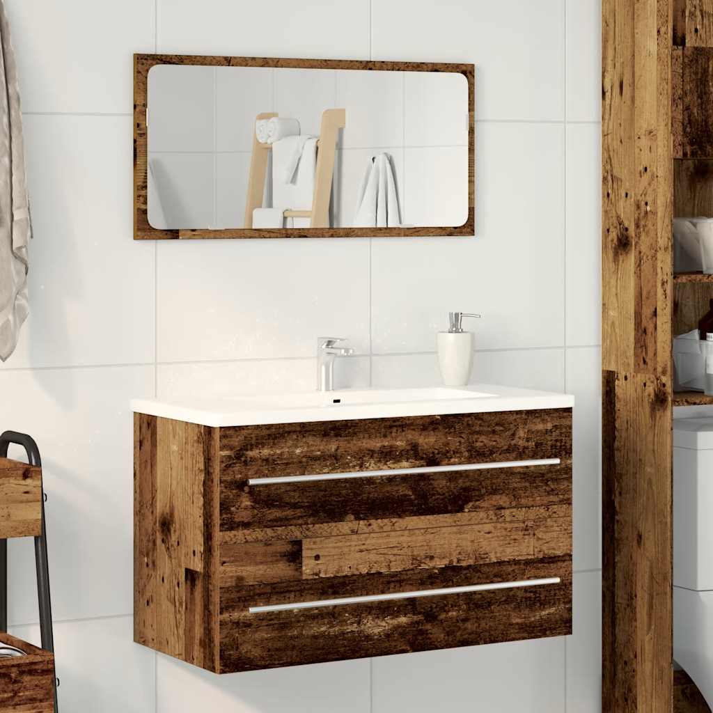 Rustic Engineered Wood Bathroom Sink Cabinet, 80x38.5x48 cm