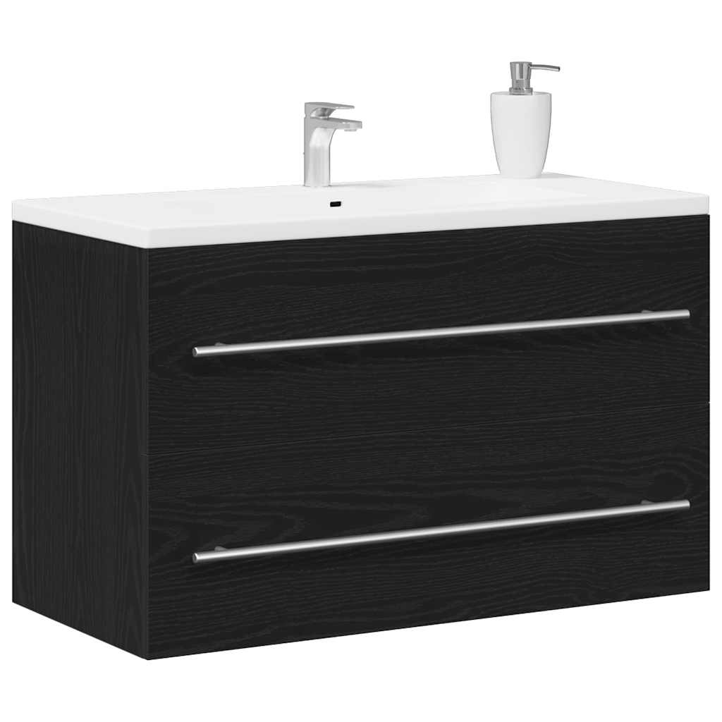 Black Oak Bathroom Sink Cabinet, 80x38.5x48 cm, Engineered Wood