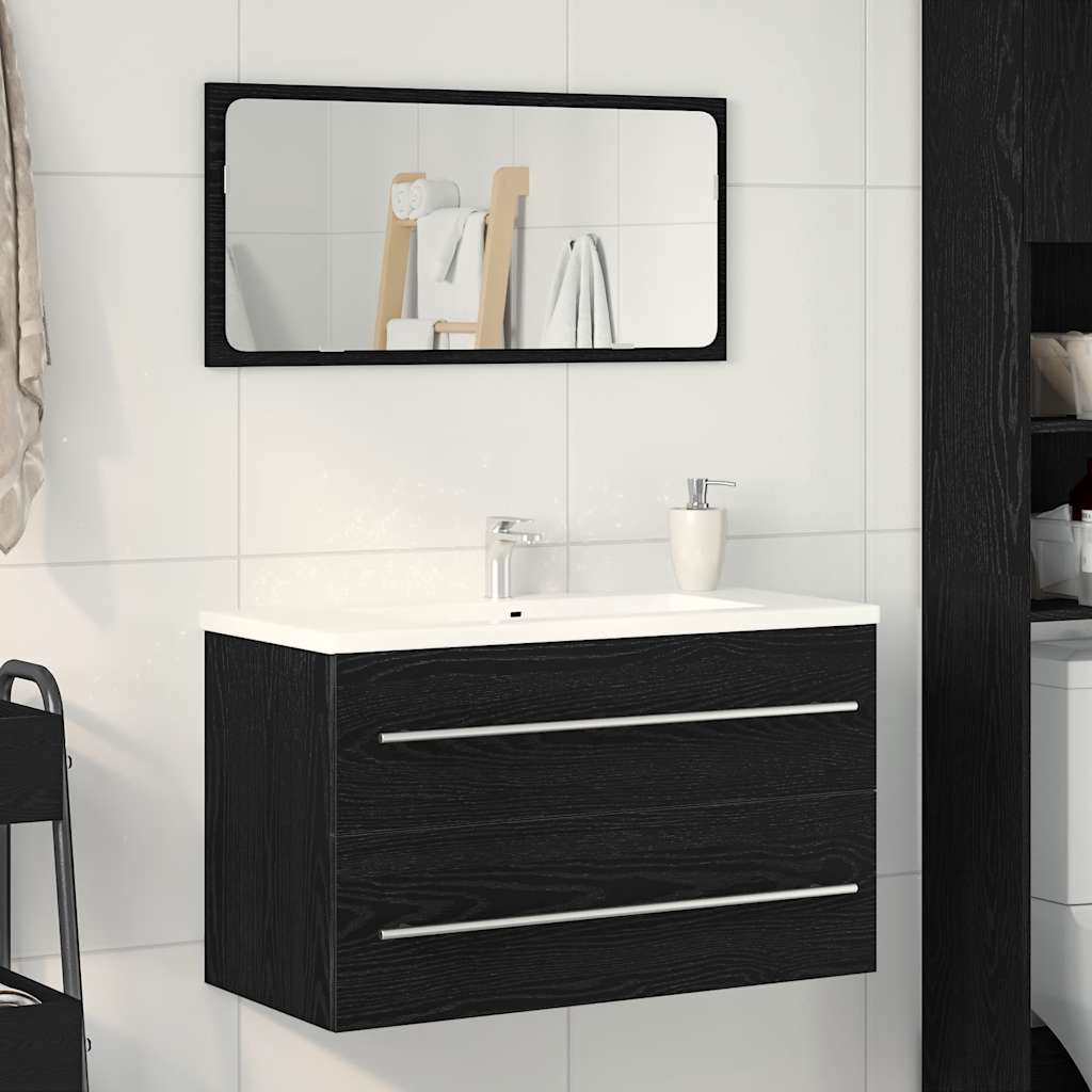 Black Oak Bathroom Sink Cabinet, 80x38.5x48 cm, Engineered Wood