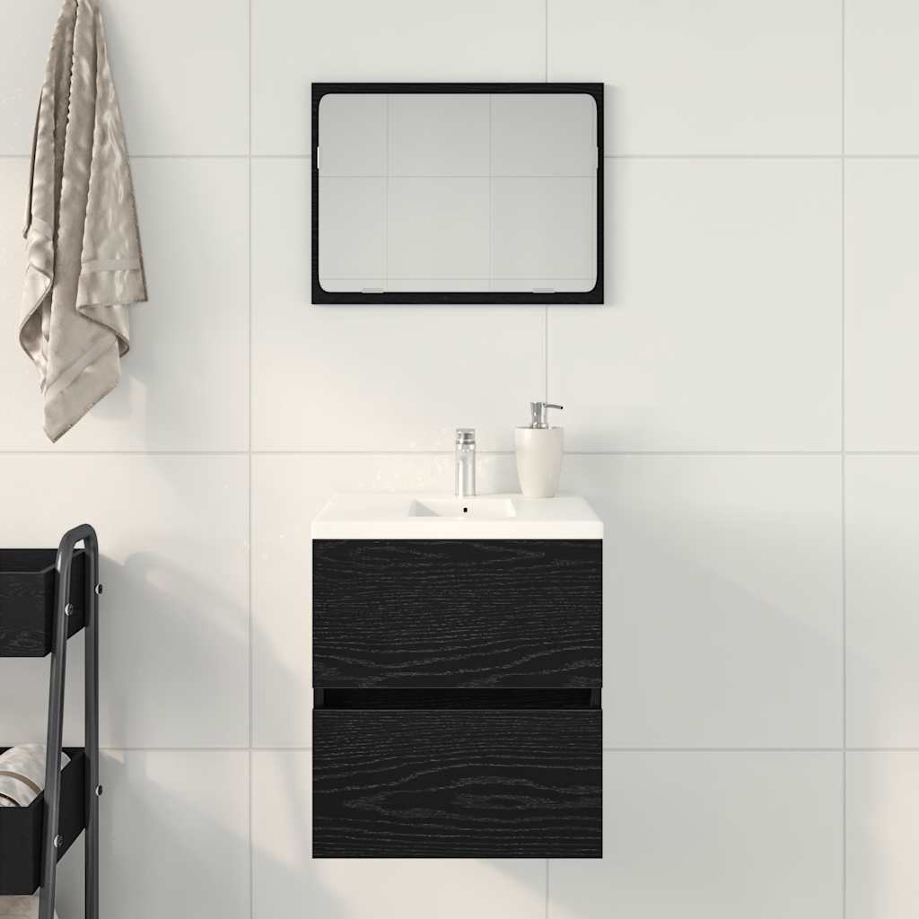 Black Oak Bathroom Sink Cabinet - 41x38.5x45 cm Engineered Wood